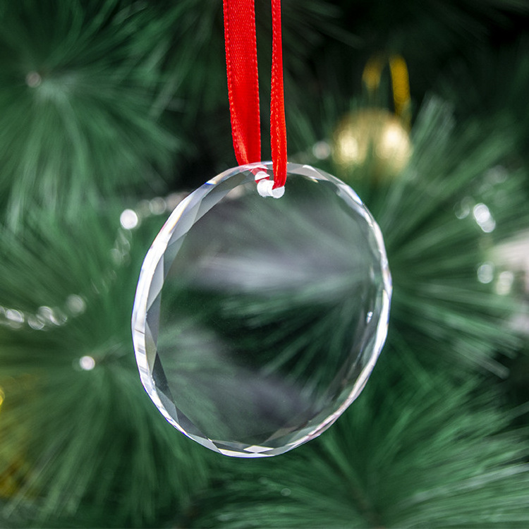 WJJ wholesale high quality K9 blank crystal ornament 80mm round christmas ornaments glass Clear k9 glass christmas ornament