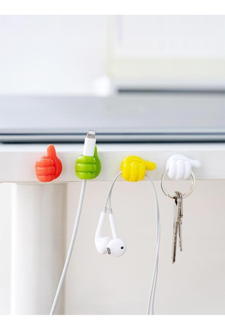 Creative Self Adhesive Thumb Hook Silicone Thumbs Up Wall Hook for Cable Clip Key Wall Decoration Hook Home Office Wall Storage