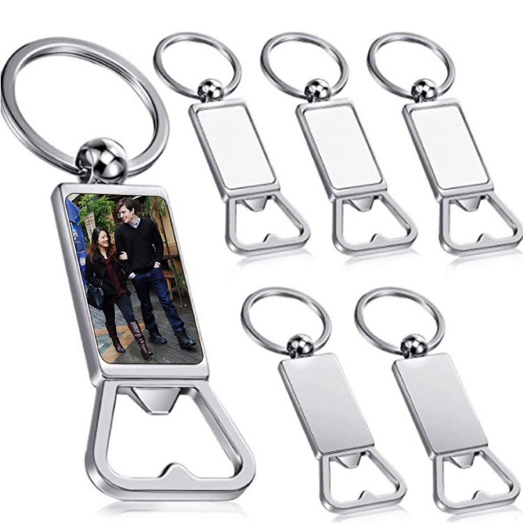 Q0424 Promotional Beer Bottle Opener Stainless Steel Metal Logo Key Chain Openers Card Shape Keychain Beer Custom Bottle Opener