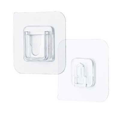 QXY1609 Waterproof Hanging Hook Removable wall adhesive hook Plastic Solid Transparent Wall Mounted adhesive wall hook