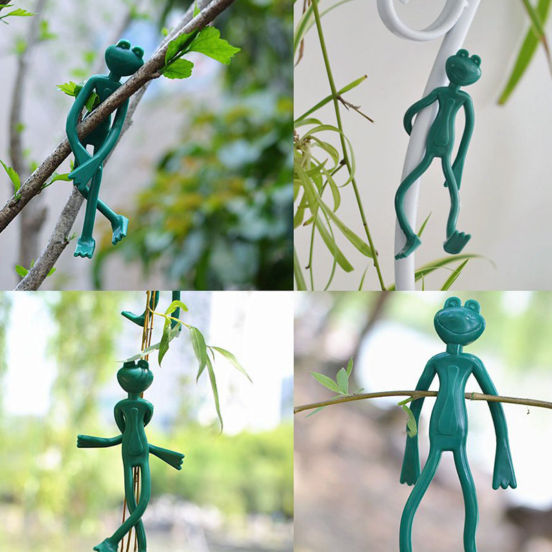 FXL Frog Shaped Reusable Cable Wire Tie Cute Decorative Twist Bendable Garden Plant Support Adjustable Flexible Clip for Stem