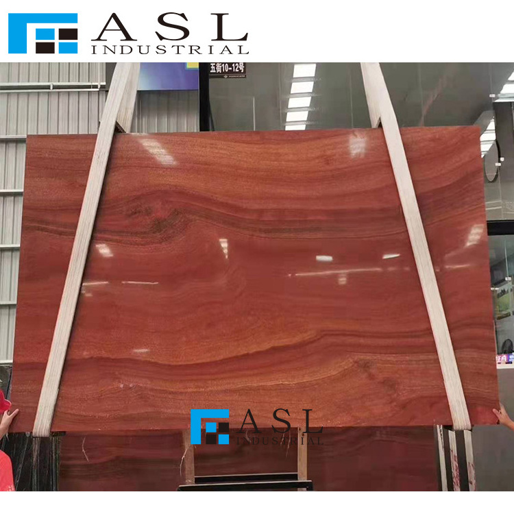 Factory direct Redwood grain verona Red marble Customized Natural Quartz Red Wood Look Marble Light Wood Grain Red Marble Cou