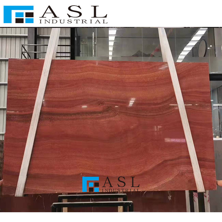 Factory direct Redwood grain verona Red marble Customized Natural Quartz Red Wood Look Marble Light Wood Grain Red Marble Cou