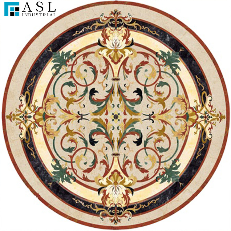 Italian marble water cut floor medallion