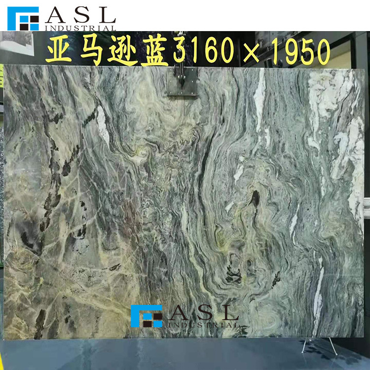 High-end Amazon green marble Interior Decoration Jade Stone Onyx Slabs Marble Cold Ice Green Blue Onyx