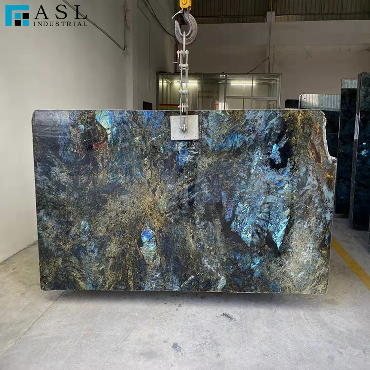 Luxury Home Decor Labradorite Lemurian Blue Granite Backlit Kitchen Countertop