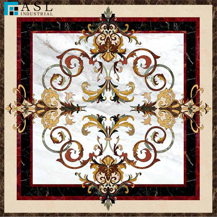 Italian marble water cut floor medallion