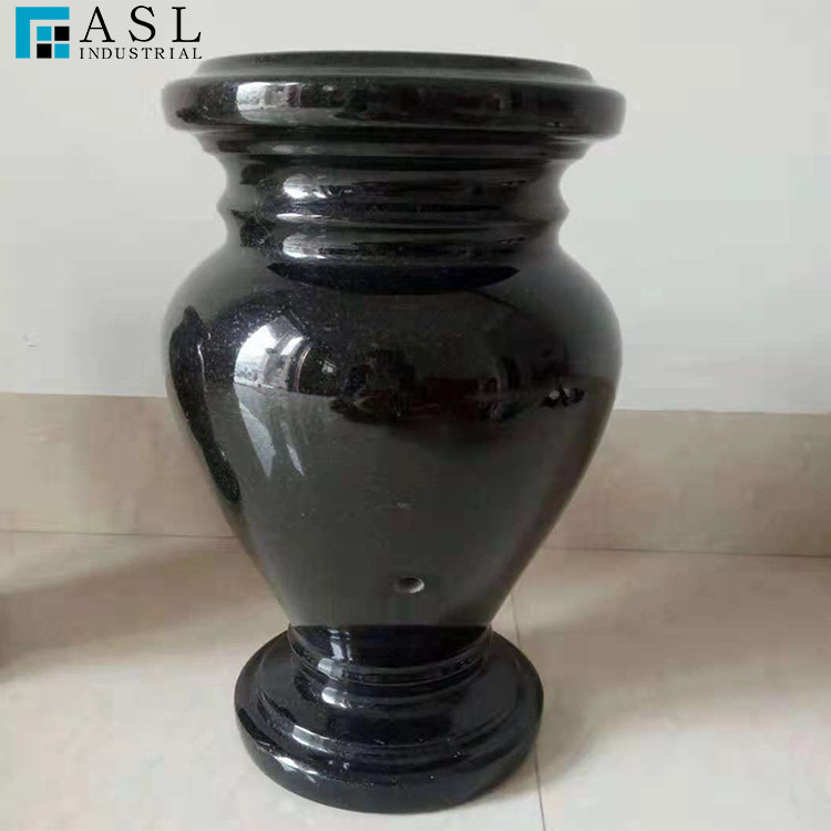 Absolute Black Granite Cemetery Flower Vases For Gravestone Tombstone