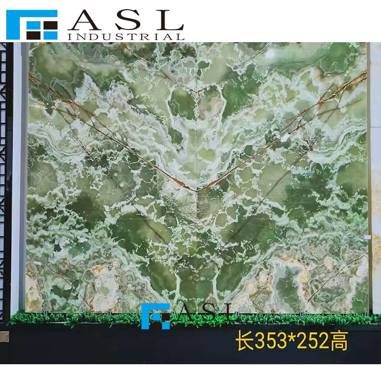 Natural stones large transparent green onyx tiles amethyst polish marble slabs wall book match translucent onyx