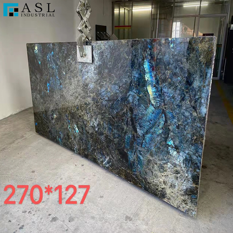 Luxury Home Decor Labradorite Lemurian Blue Granite Backlit Kitchen Countertop