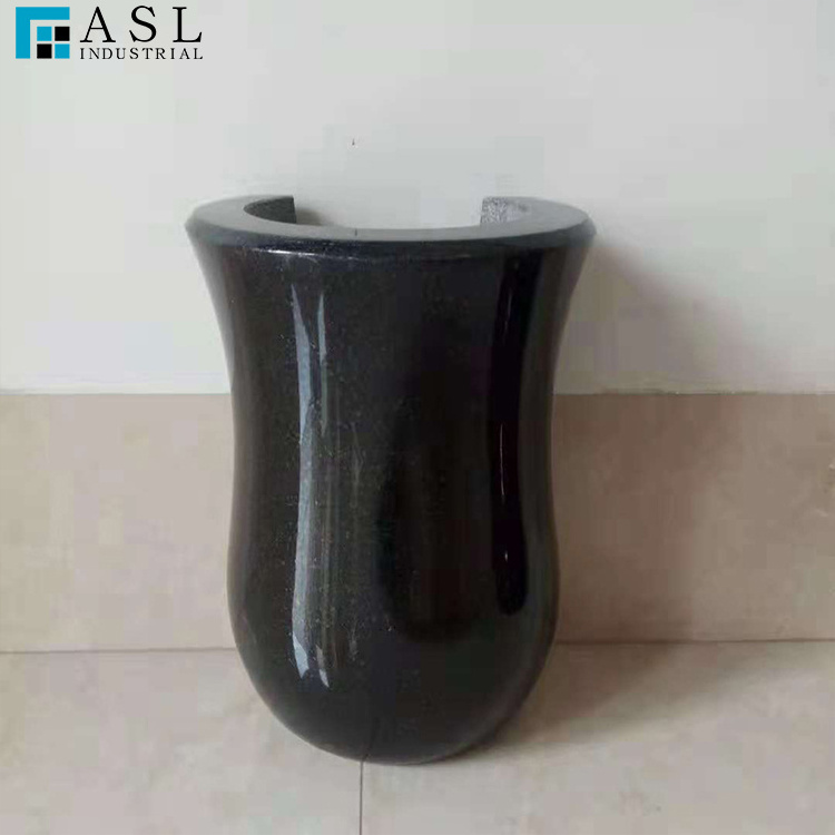 Absolute Black Granite Cemetery Flower Vases For Gravestone Tombstone