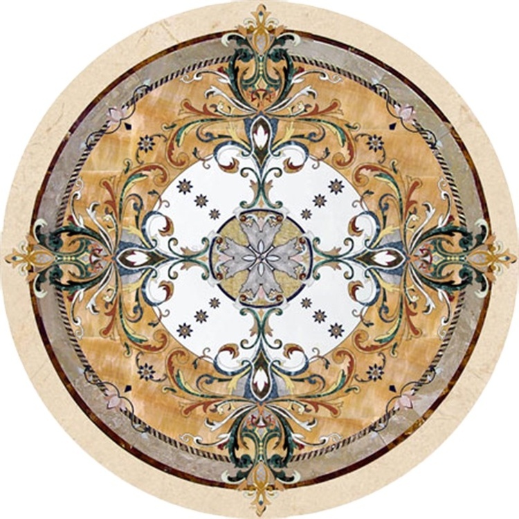 Italian marble water cut floor medallion