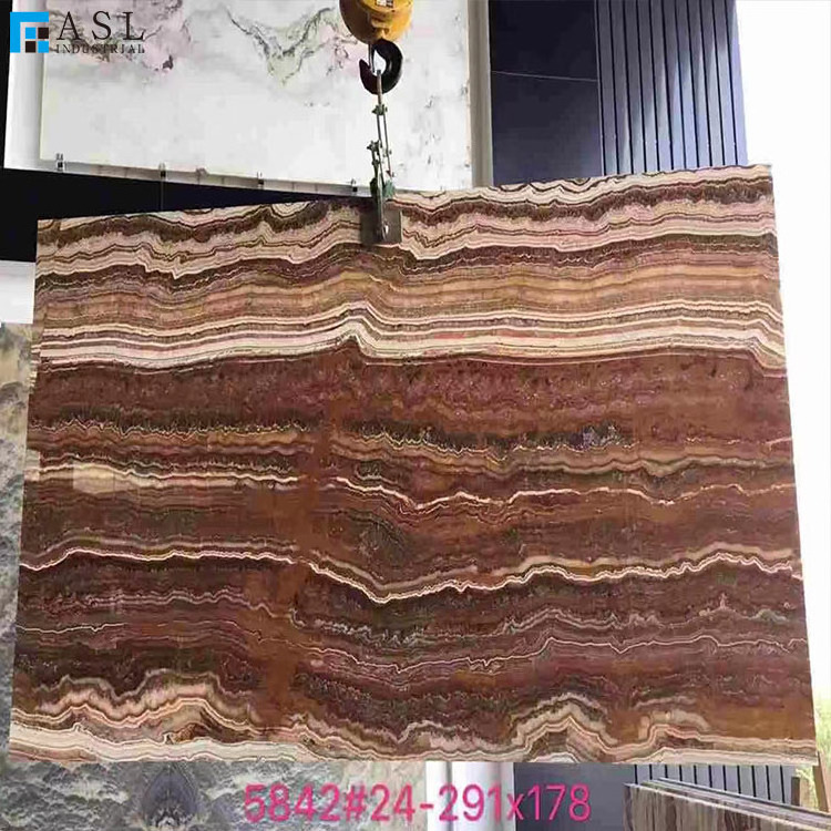 Translucent wooden vein black red onyx type of marble slab novel design china wholesale facade cladding stone