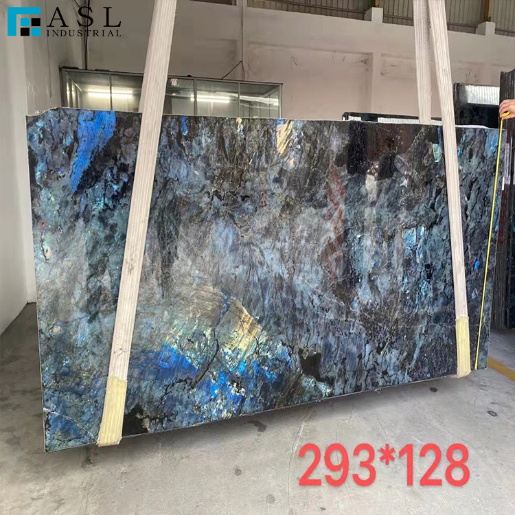 Luxury Home Decor Labradorite Lemurian Blue Granite Backlit Kitchen Countertop