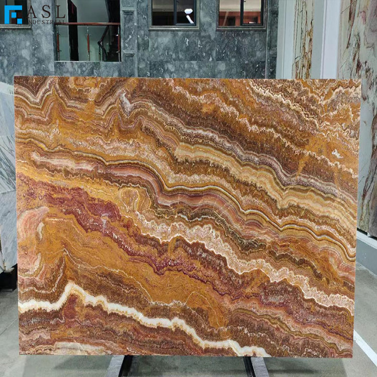 Translucent wooden vein black red onyx type of marble slab novel design china wholesale facade cladding stone