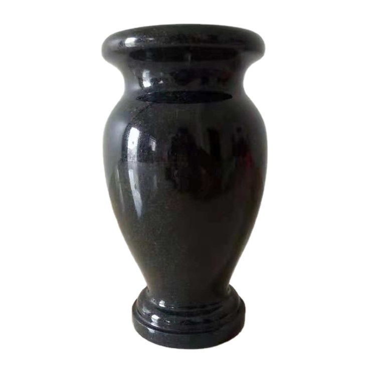 Absolute Black Granite Cemetery Flower Vases For Gravestone Tombstone