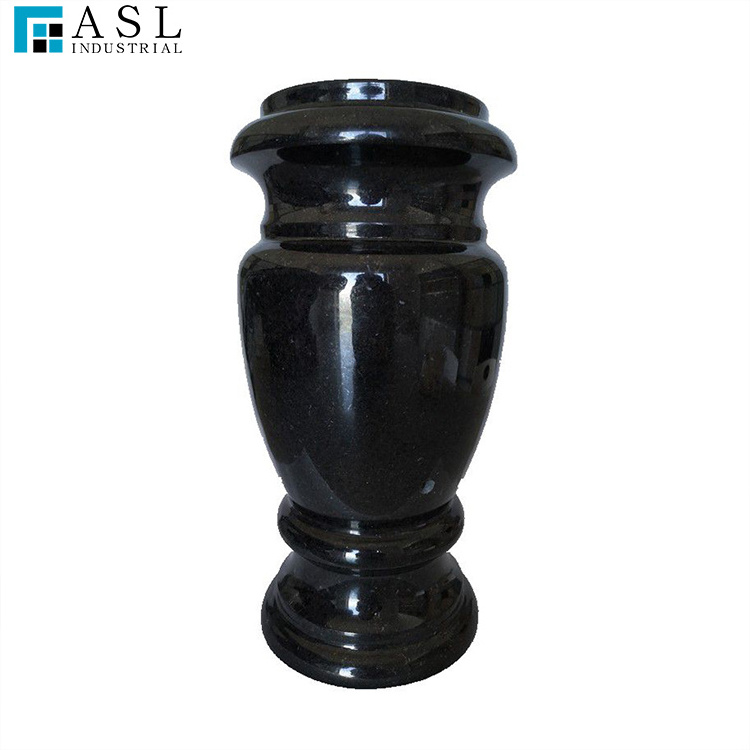 Absolute Black Granite Cemetery Flower Vases For Gravestone Tombstone