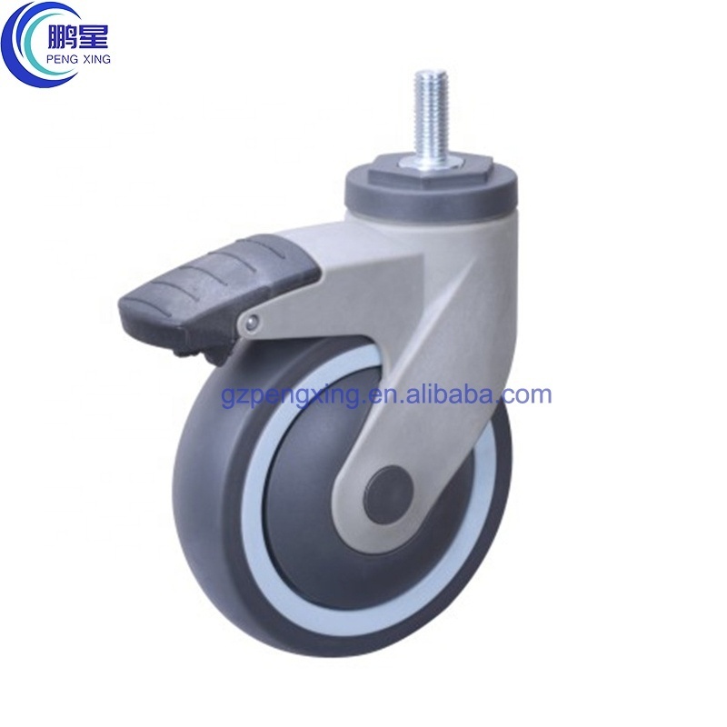 Pengxing 125mm Swivel castors ce hospital caster medical caster 5in Locking Caster hospital beds wheels with ABS shell