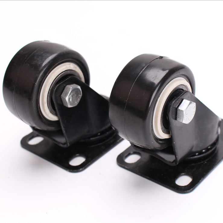 Factory wholesale 2 inch PVC caster black wheels swivel caster with brake PU caster for furniture small castor wheel