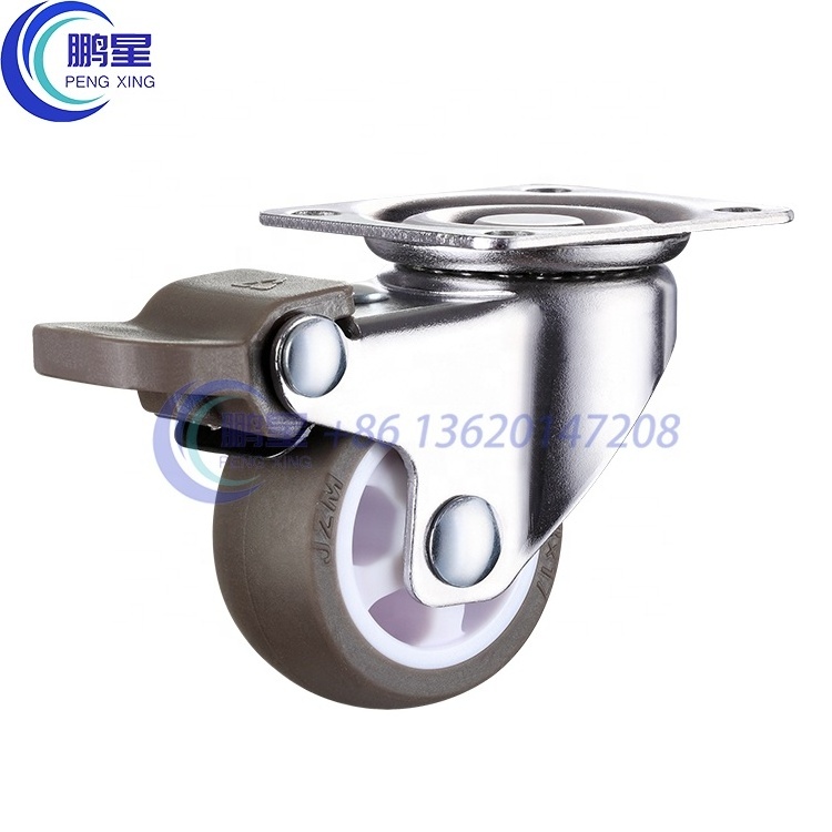 small furniture 2 inch casters wheel TPR soft rubber silent Indoor trolley casters with bearing for office-Swivel