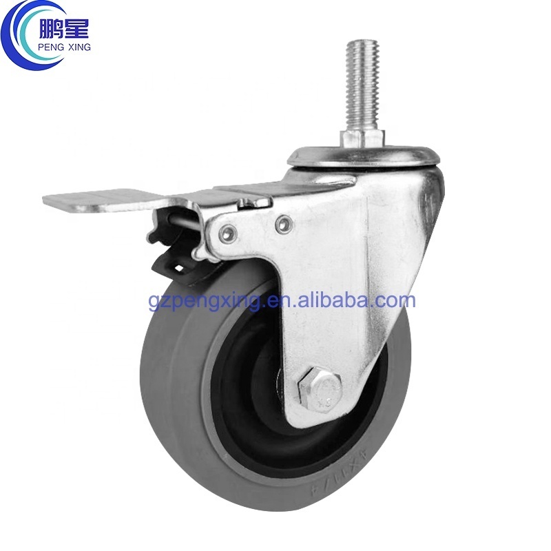 Pengxing 75/100/125 Mm Gray Tpr Electrically Conductive Swivel Caster Wheels With Lock Conductive Caster