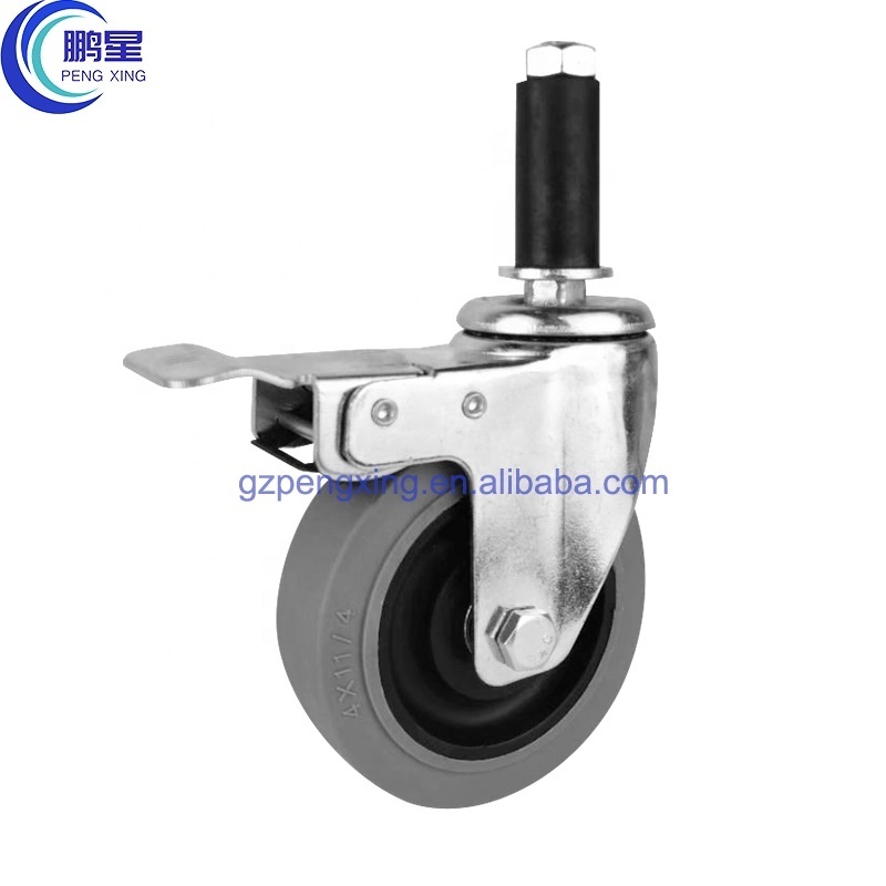 Pengxing 75/100/125 Mm Gray Tpr Electrically Conductive Swivel Caster Wheels With Lock Conductive Caster