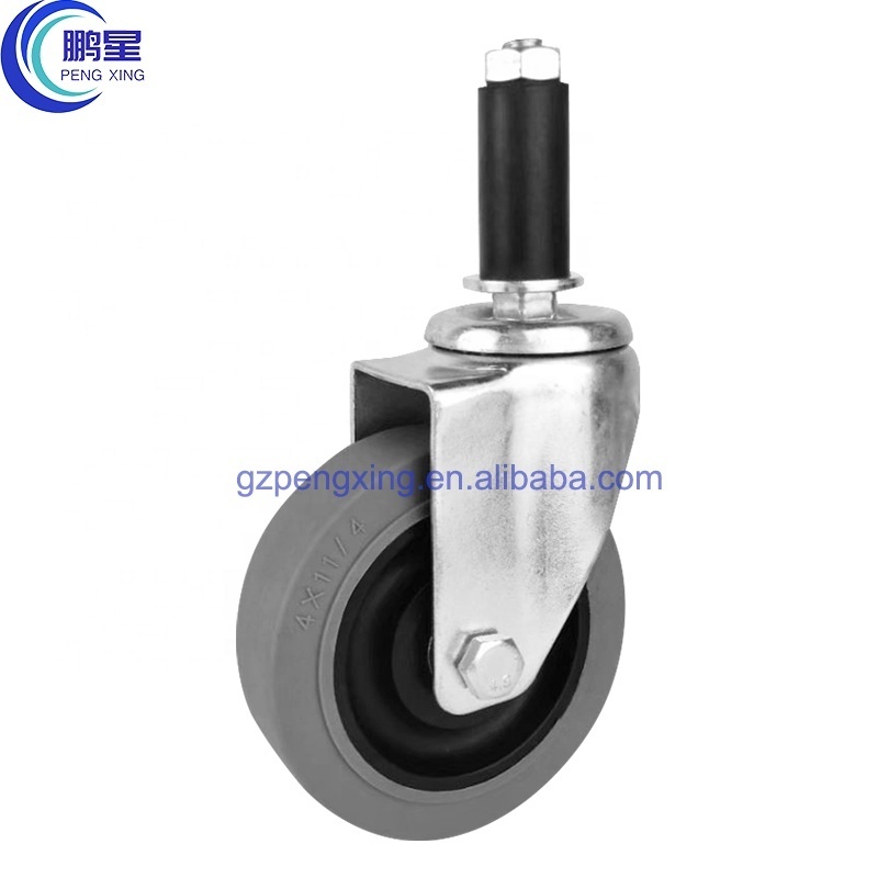 Pengxing 75/100/125 Mm Gray Tpr Electrically Conductive Swivel Caster Wheels With Lock Conductive Caster