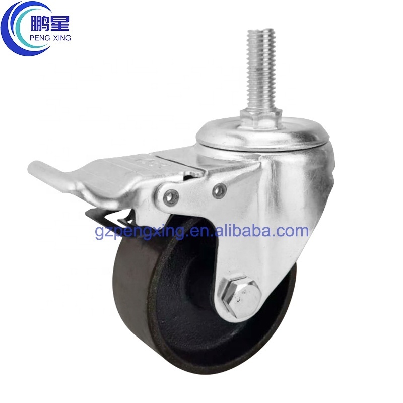 Pengxing heavy duty cast iron wheels locking caster wheels Cast Iron Cast Iron Casters 3 4 5 Inch vintage casters