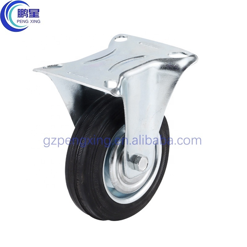 Pengxing 3/4/5/6/8 inch Industrial Castor Wheel Rubber Roller Bearing Outdoor Trolley Caster heavy duty caster wheel