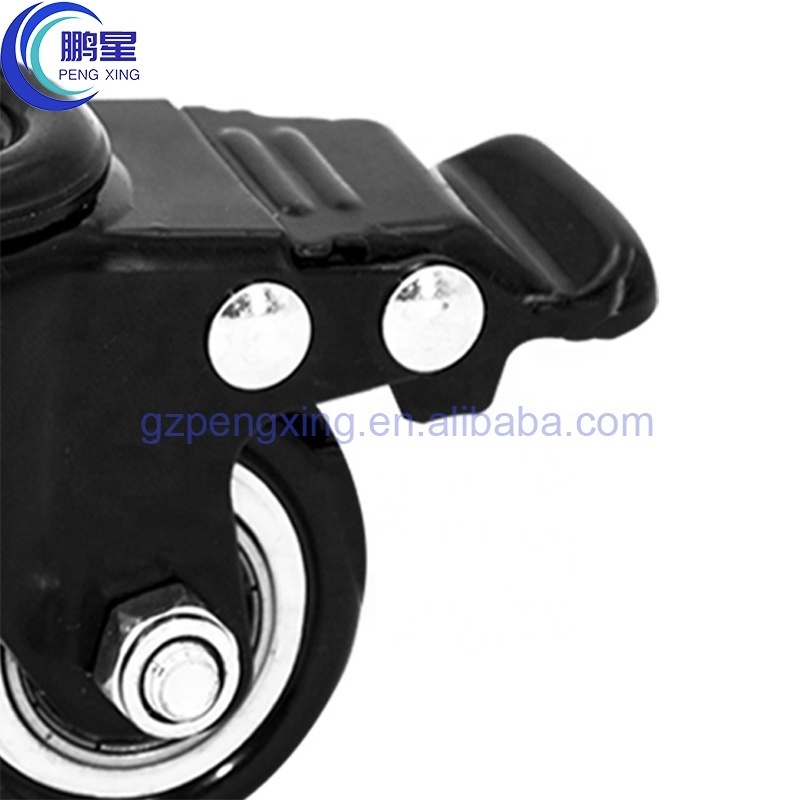 Pengxing Black wardrobe casters Locking Metal Trolley Wheel Industrial Heavy Duty Swivel Caster Wheel with M12 screw bracket