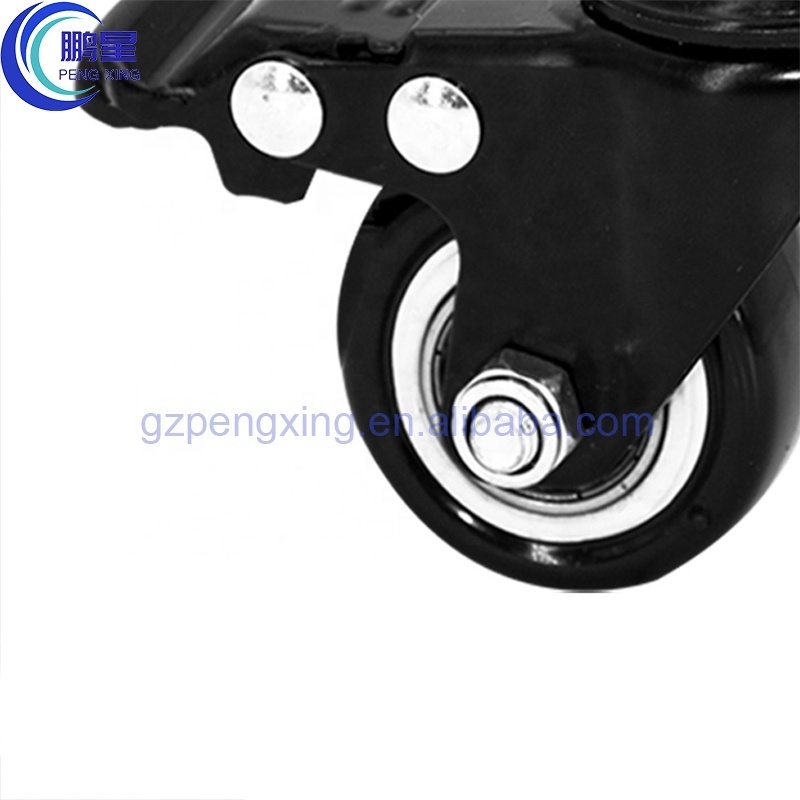 Pengxing Black wardrobe casters Locking Metal Trolley Wheel Industrial Heavy Duty Swivel Caster Wheel with M12 screw bracket