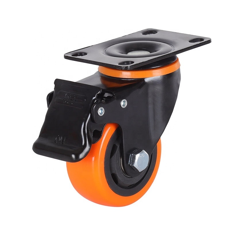 Pengxing Wholesale 75 mm Workbench 3 inch Heavy Duty Casters with Brake Trolley caster replacement wheels orange wheel