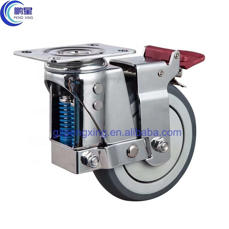 3 4 5 inch Damping Universal Wheel Caster Shock Absorbing Swivel Heavy Duty Spring caster Damping Caster Shockproof Industrial