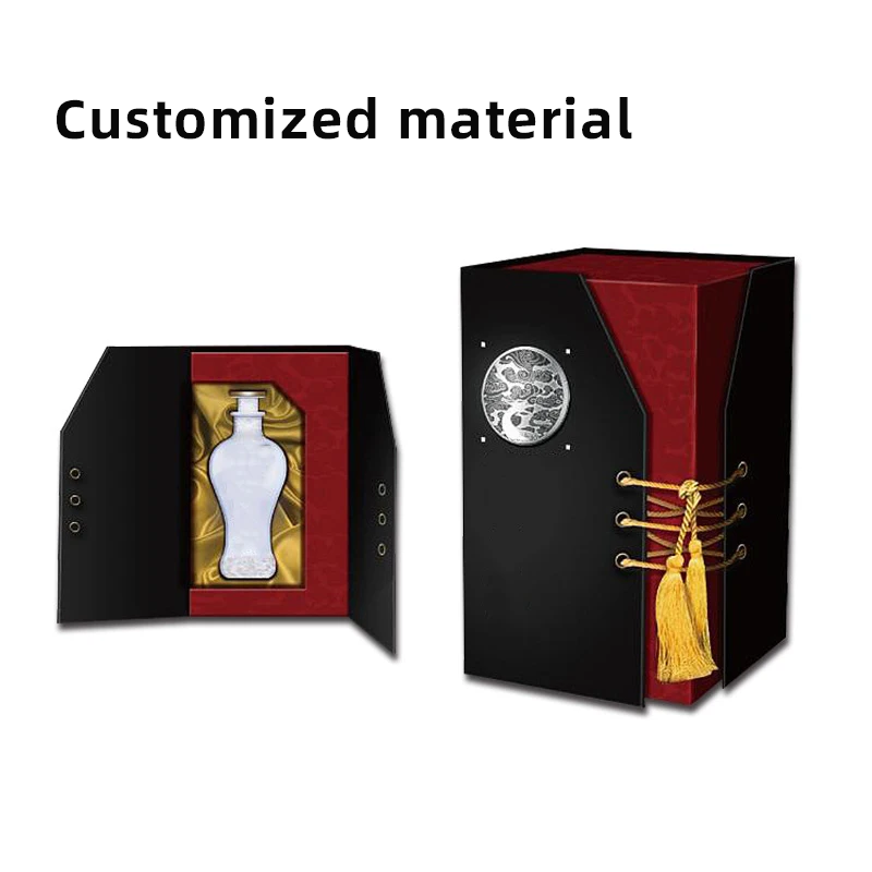 Custom capacity Material printing process Luxury Gift Champagne Wine Alcohol Gift Liquor Bottle Glass Red Wine Packaging Box