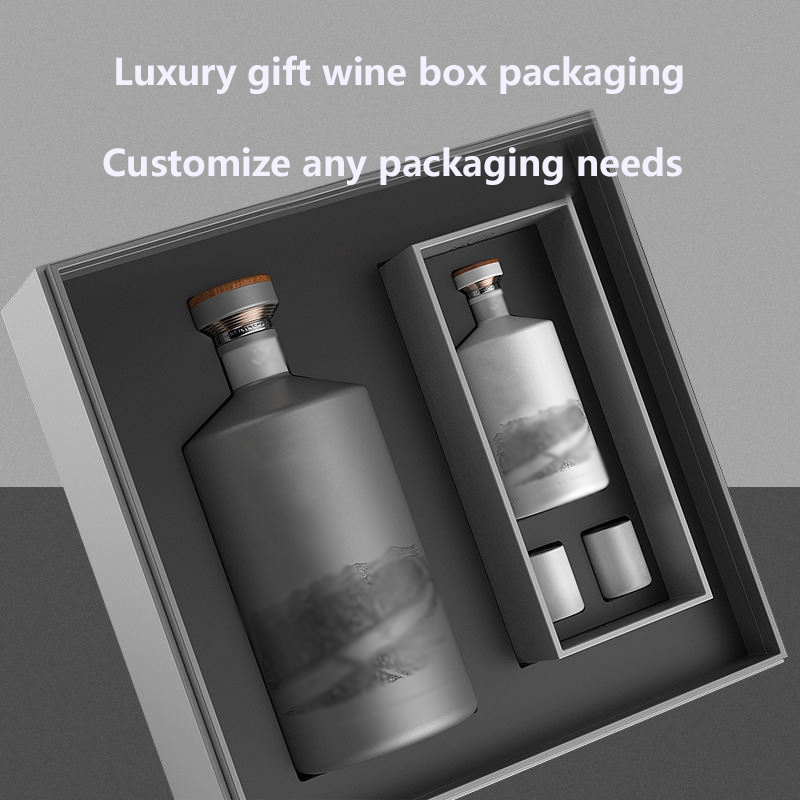 Custom Luxury matt red wine Whiskey vodka single bottle foldable magnetic champagne glass set cardboard gift paper packaging box