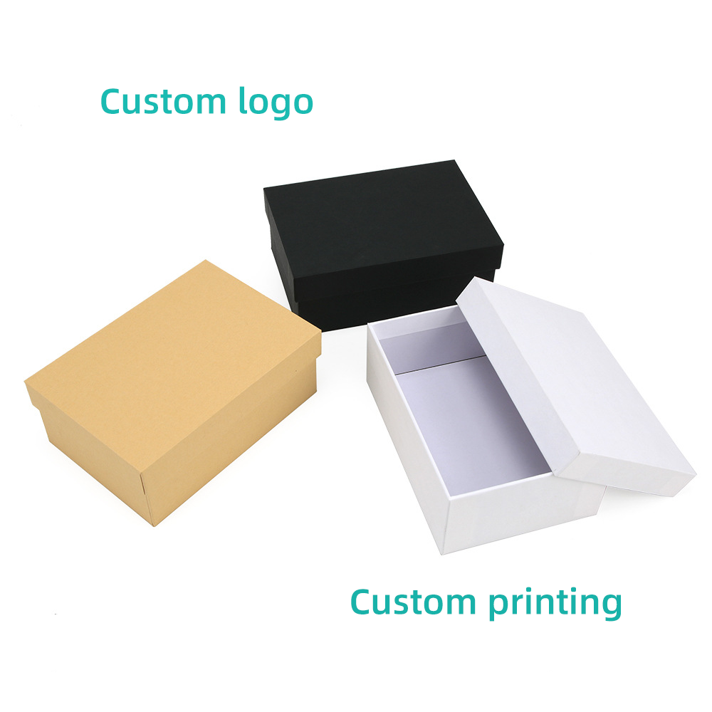 wholesale custom paper packaging with logo jewelry gift print empty eco friendly kraft paper shoe lid and base box