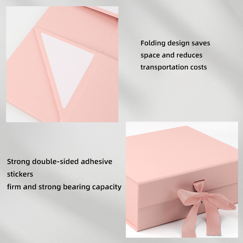 Hot Selling Magnetic Pink Custom Logo Printed cardboard Folding Paper clothing wedding Gift luxury packaging Boxes With ribbon