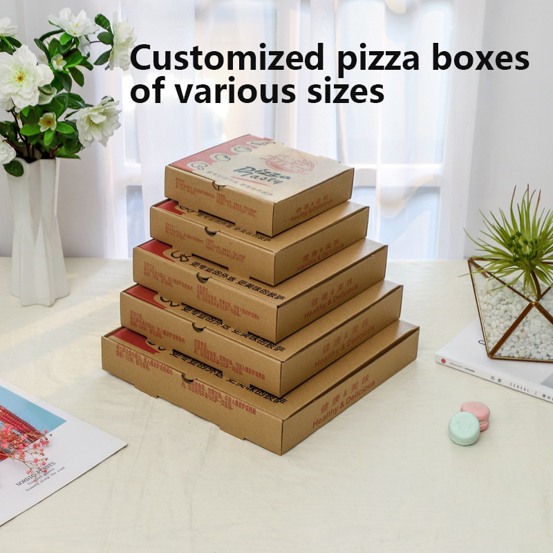 Factory custom disposable food packaging printing 6 7 8 9 10 12- Inch portable blank corrugated cardboard pizza box with logo