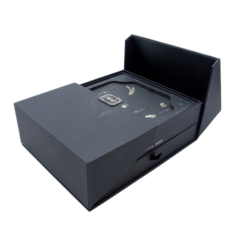 customized sizes special opening black cardboard With Eva Foam Insert Magnetic jewelry gift wedding luxury boxes for packaging