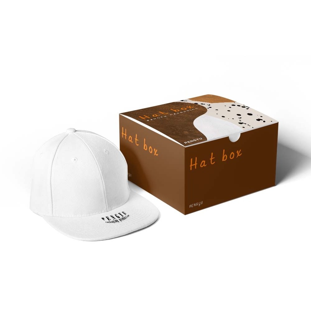 custom logo brand baseball cap white cardboard Kraft Paper fashion Travel Hat shipping box packaging with pvc window wrapping