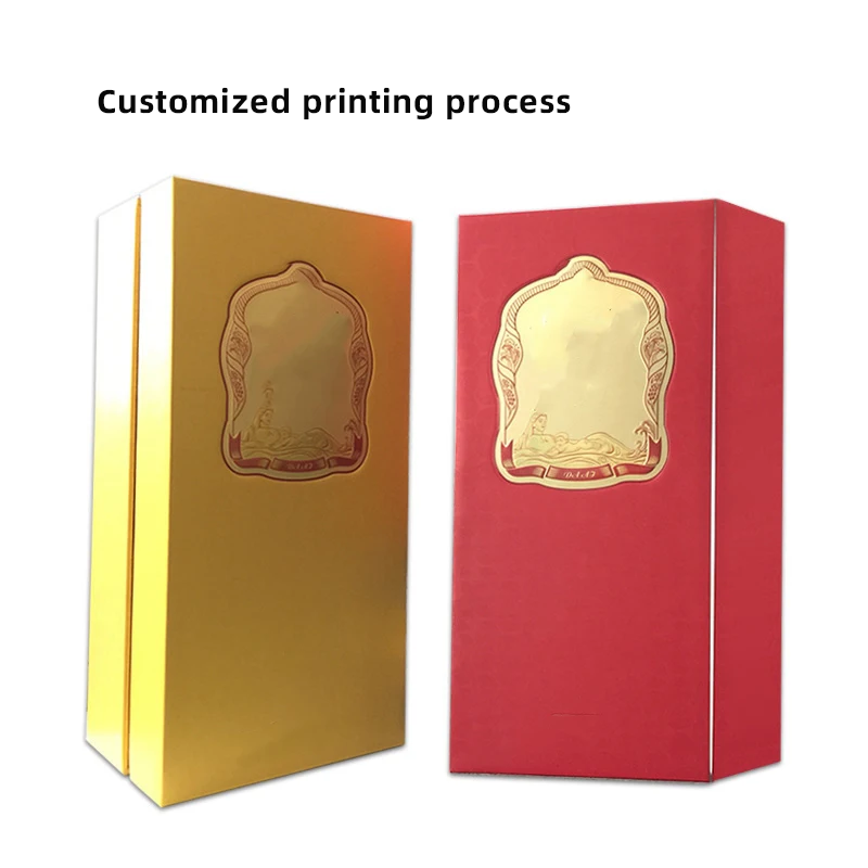 Custom capacity Material printing process Luxury Gift Champagne Wine Alcohol Gift Liquor Bottle Glass Red Wine Packaging Box