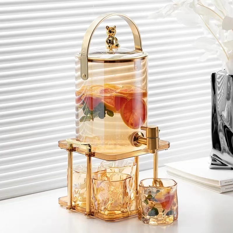 household lemonade cold kettle fruit tea dispenser Gold drink juice bucket with tap