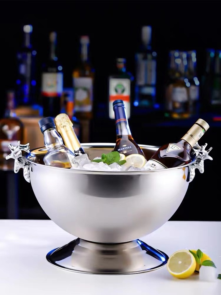 Luxury Gold Wine Cooler Stainless Steel Champagne Chiller Beer punch bowl bar Ice Bucket for party wedding