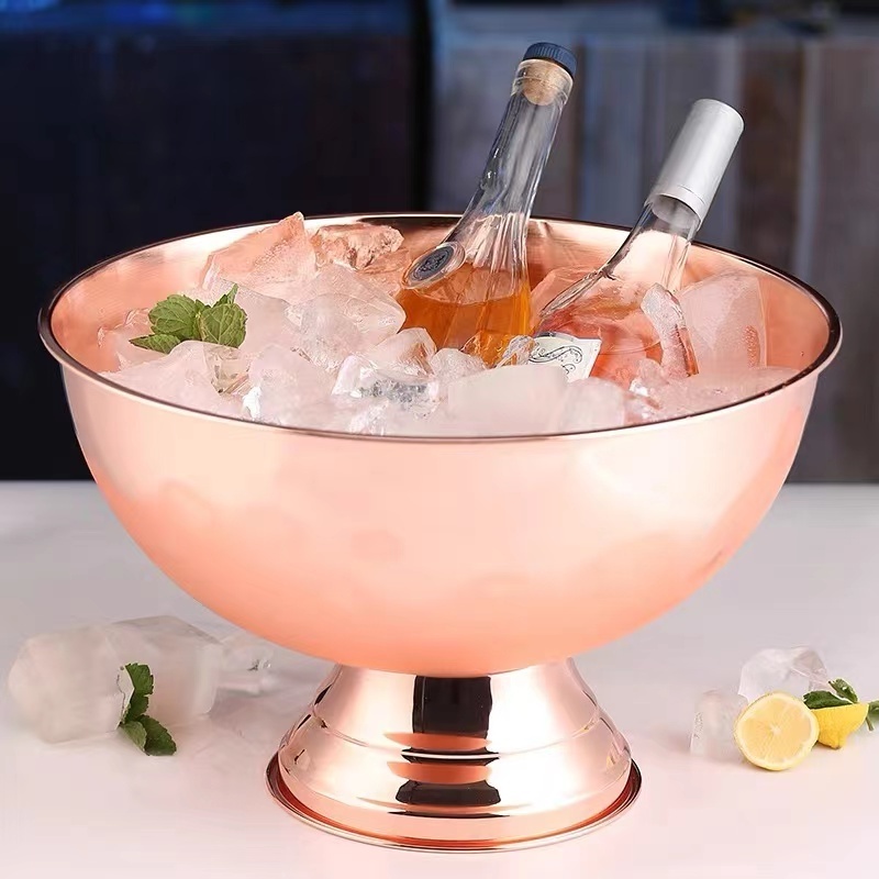 Luxury Gold Wine Cooler Stainless Steel Champagne Chiller Beer punch bowl bar Ice Bucket for party wedding