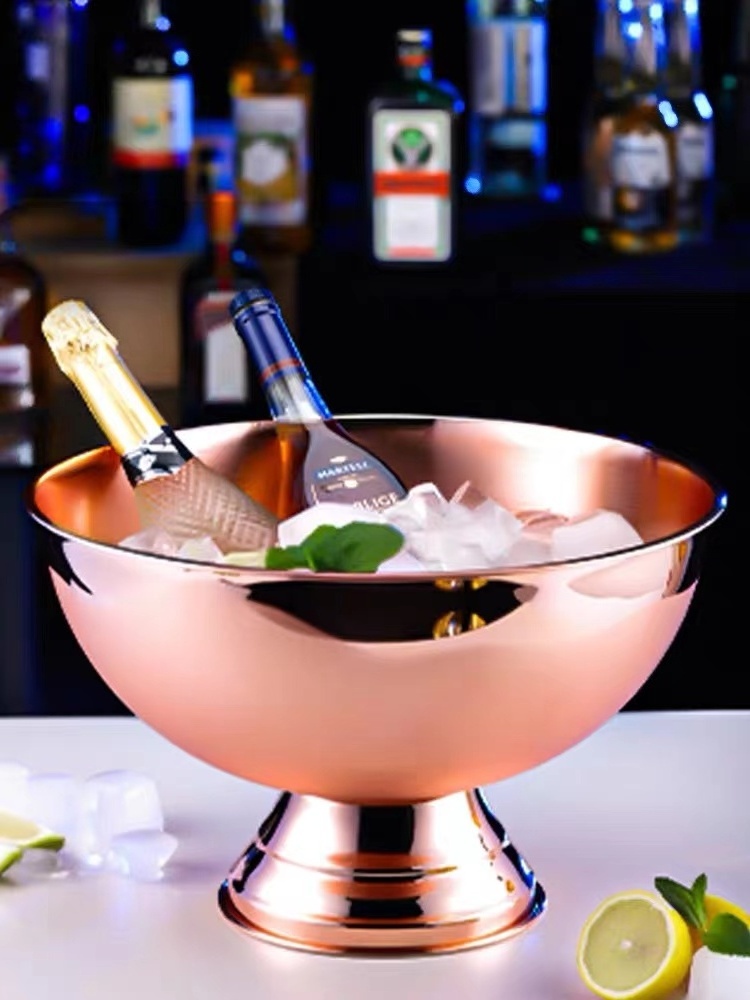 Luxury Gold Wine Cooler Stainless Steel Champagne Chiller Beer punch bowl bar Ice Bucket for party wedding