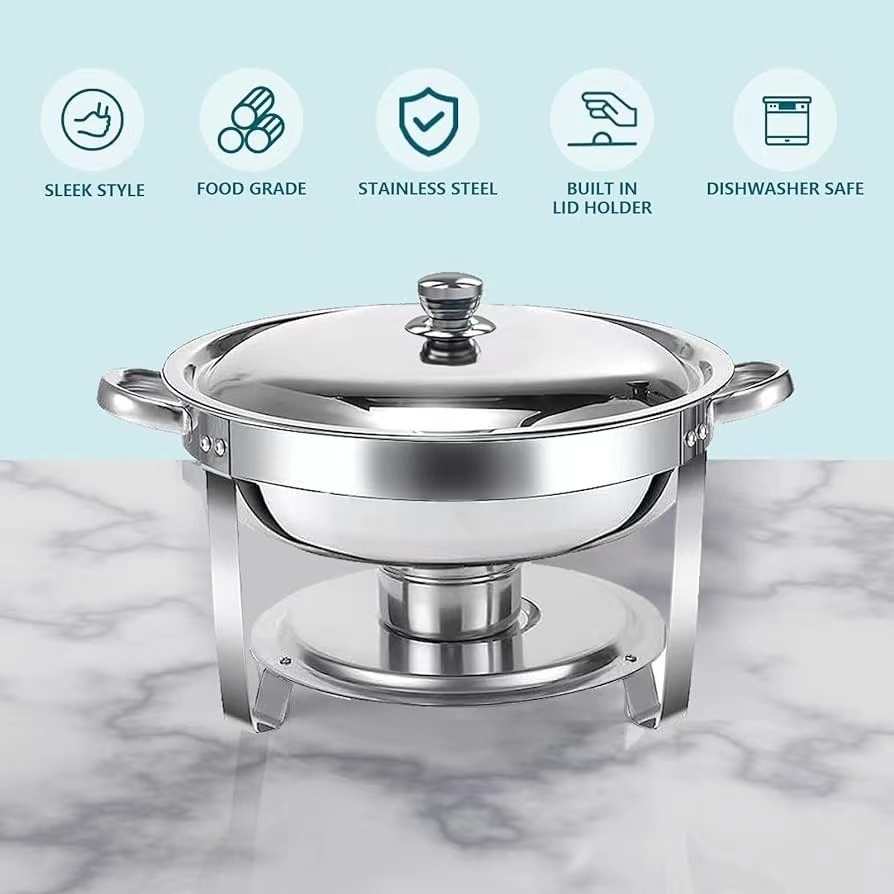 Hotel Restaurant 5Qt Stainless Steel Buffet Round Sevring Tray Catering Chafing dishes Food warmer Chafer