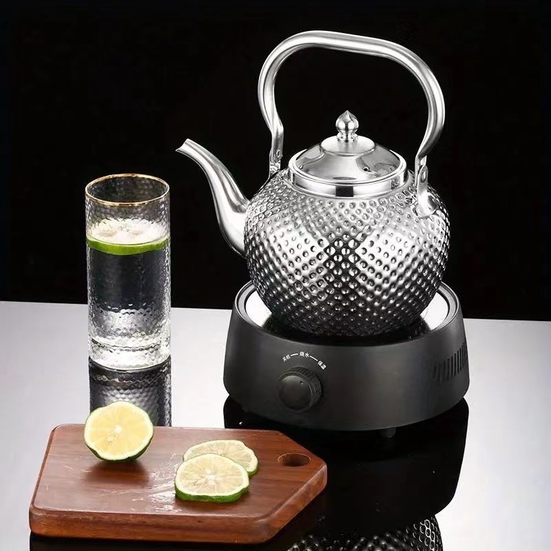 Hammer Pattern Spherical Coffee Kettle Handle Ball Teapot Food Grade Stainless Steel Gold Whistle Water Kettle