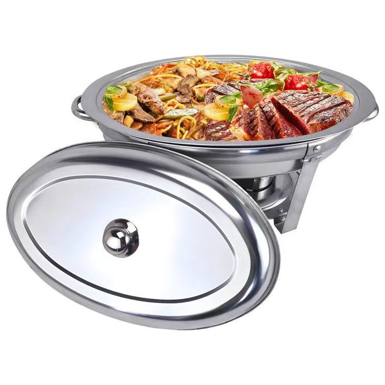 6L Glass cover buffet chafing dish Stainless Steel holder food warmer Catering commercial oval chefing dish