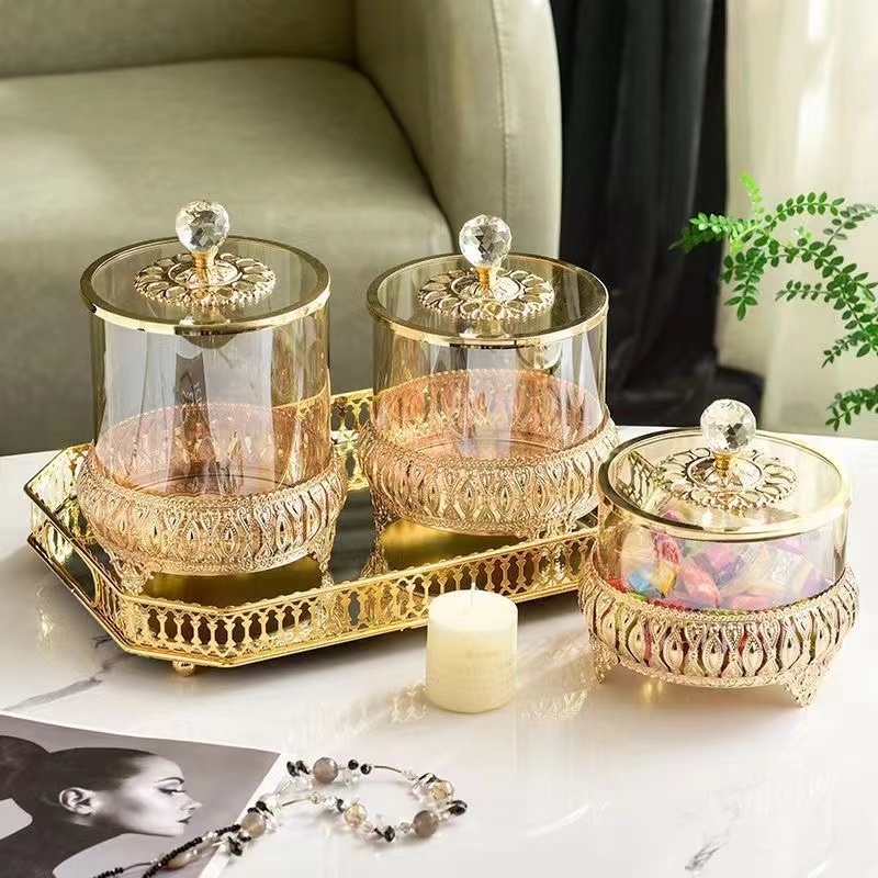 Christmas Gift Home Decorative Glass Storage Jars Versatile Candy Containers Accents Luxury Crown Jar Candy Bar