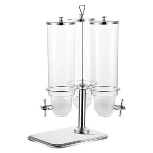 2023 Commercial Equipment buffet cold beverage juice dispenser rotatable Glass Container and oatmeal coffee dispenser